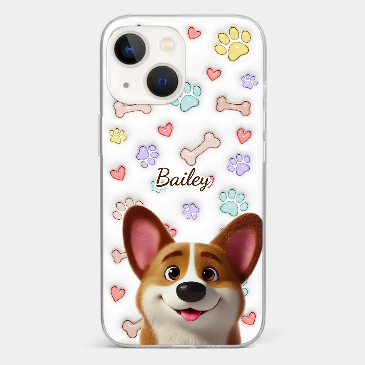 Four Paws, One Heart - Dog Personalized Custom 3D Inflated Effect Printed Clear Phone Case - Gift For Pet Owners, Pet Lovers