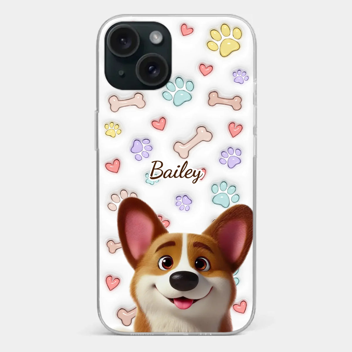 Four Paws, One Heart - Dog Personalized Custom 3D Inflated Effect Printed Clear Phone Case - Gift For Pet Owners, Pet Lovers