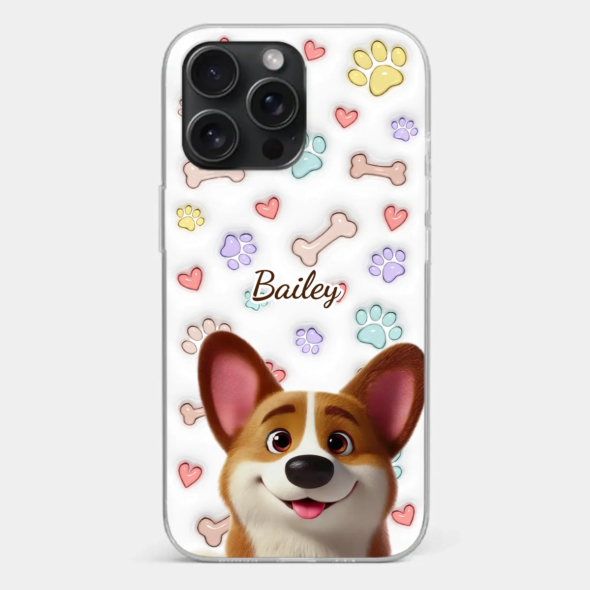 Four Paws, One Heart - Dog Personalized Custom 3D Inflated Effect Printed Clear Phone Case - Gift For Pet Owners, Pet Lovers