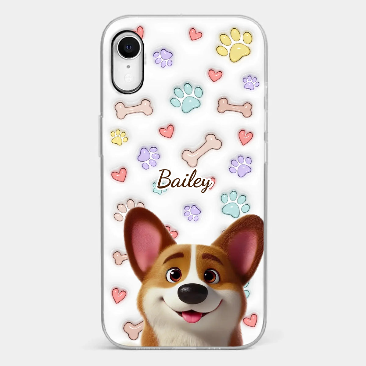 Four Paws, One Heart - Dog Personalized Custom 3D Inflated Effect Printed Clear Phone Case - Gift For Pet Owners, Pet Lovers