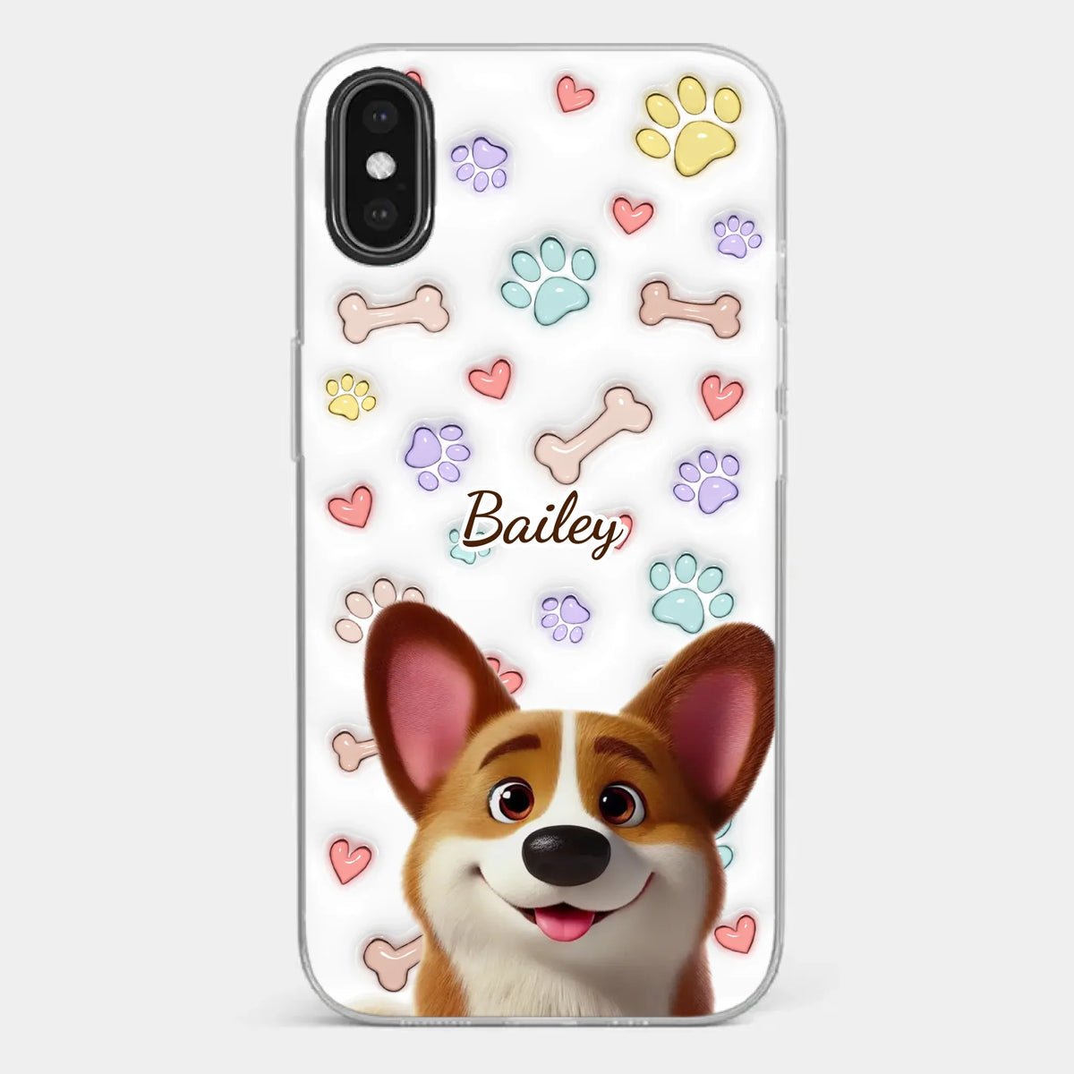 Four Paws, One Heart - Dog Personalized Custom 3D Inflated Effect Printed Clear Phone Case - Gift For Pet Owners, Pet Lovers