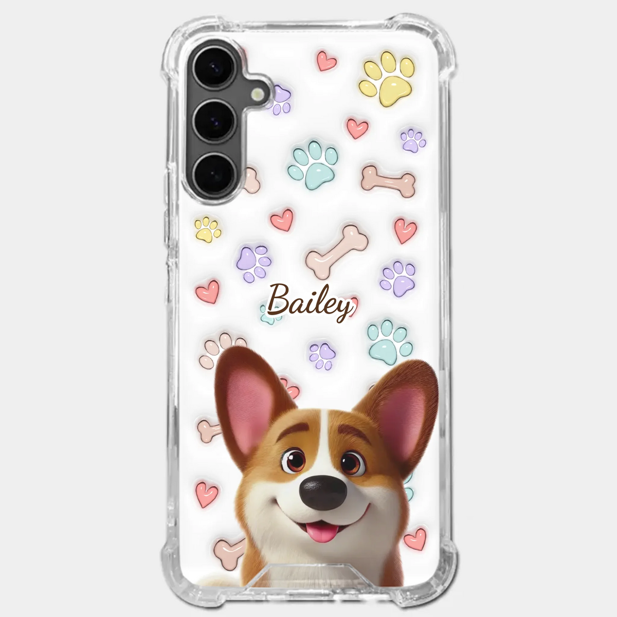 Four Paws, One Heart - Dog Personalized Custom 3D Inflated Effect Printed Clear Phone Case - Gift For Pet Owners, Pet Lovers