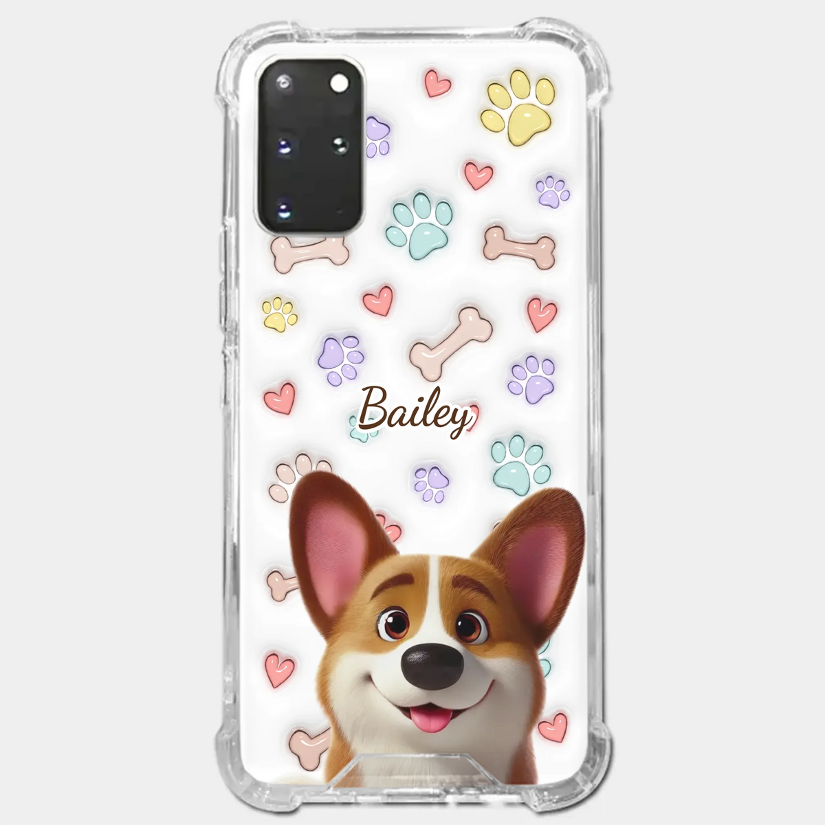 Four Paws, One Heart - Dog Personalized Custom 3D Inflated Effect Printed Clear Phone Case - Gift For Pet Owners, Pet Lovers