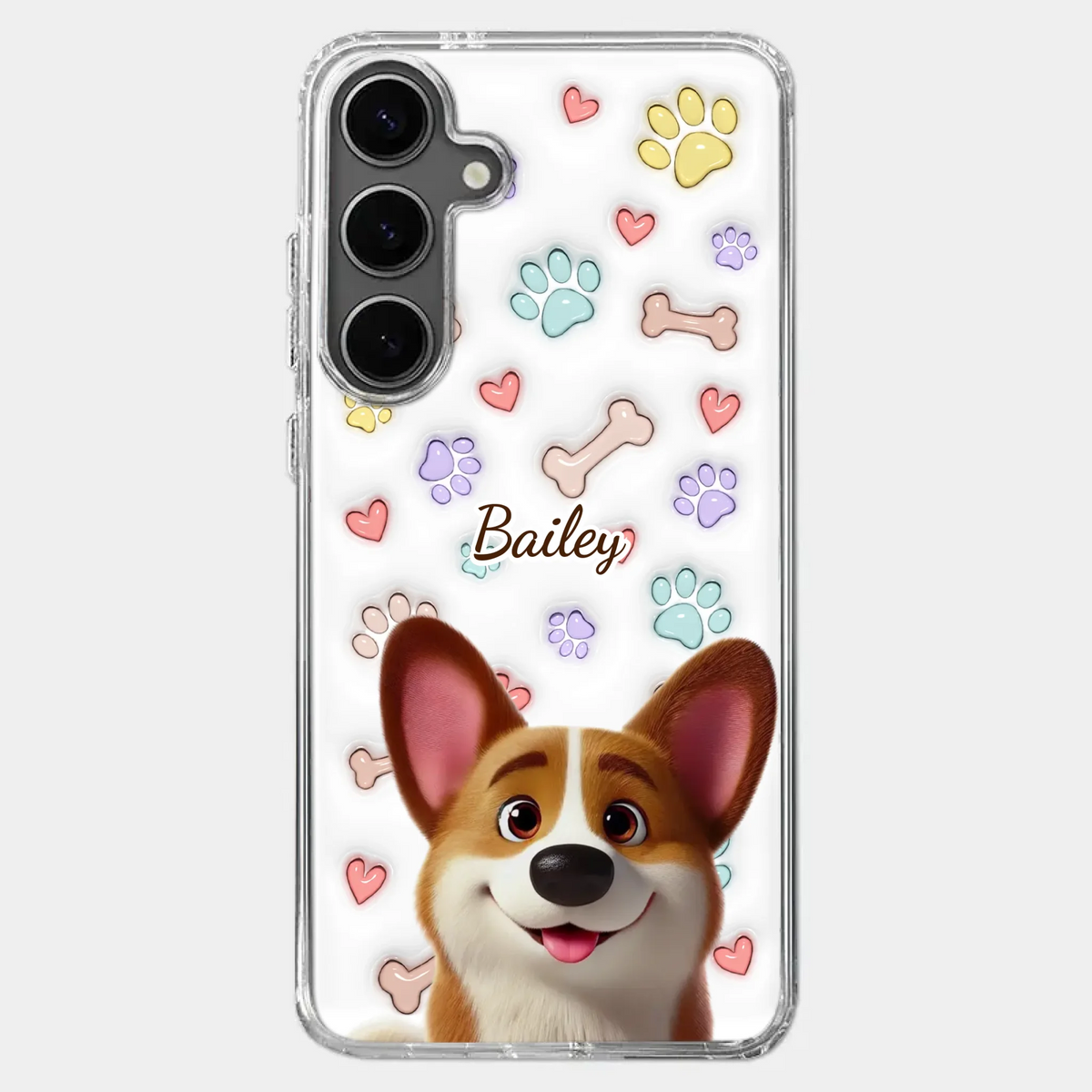 Four Paws, One Heart - Dog Personalized Custom 3D Inflated Effect Printed Clear Phone Case - Gift For Pet Owners, Pet Lovers