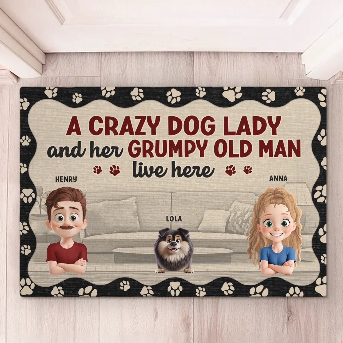 Happiness Starts With A Wagging Tail - Dog Personalized Custom Home Decor Decorative Mat - House Warming Gift For Pet Owners, Pet Lovers