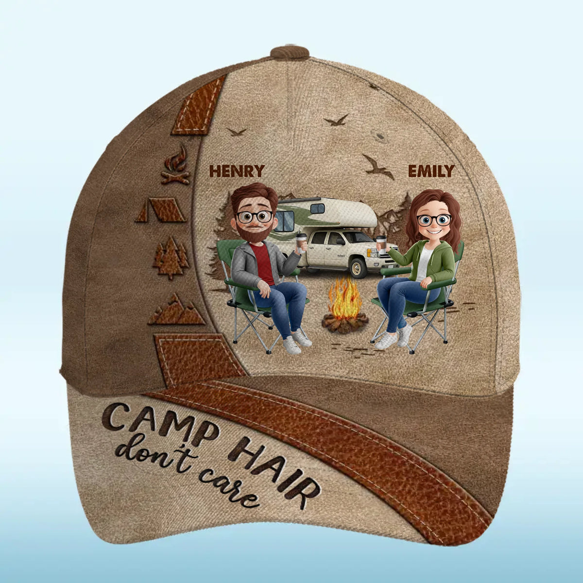Happiness Is A Tent And Good Company - Camping Personalized Custom Hat, All Over Print Classic Cap - Gift For Camping Lovers