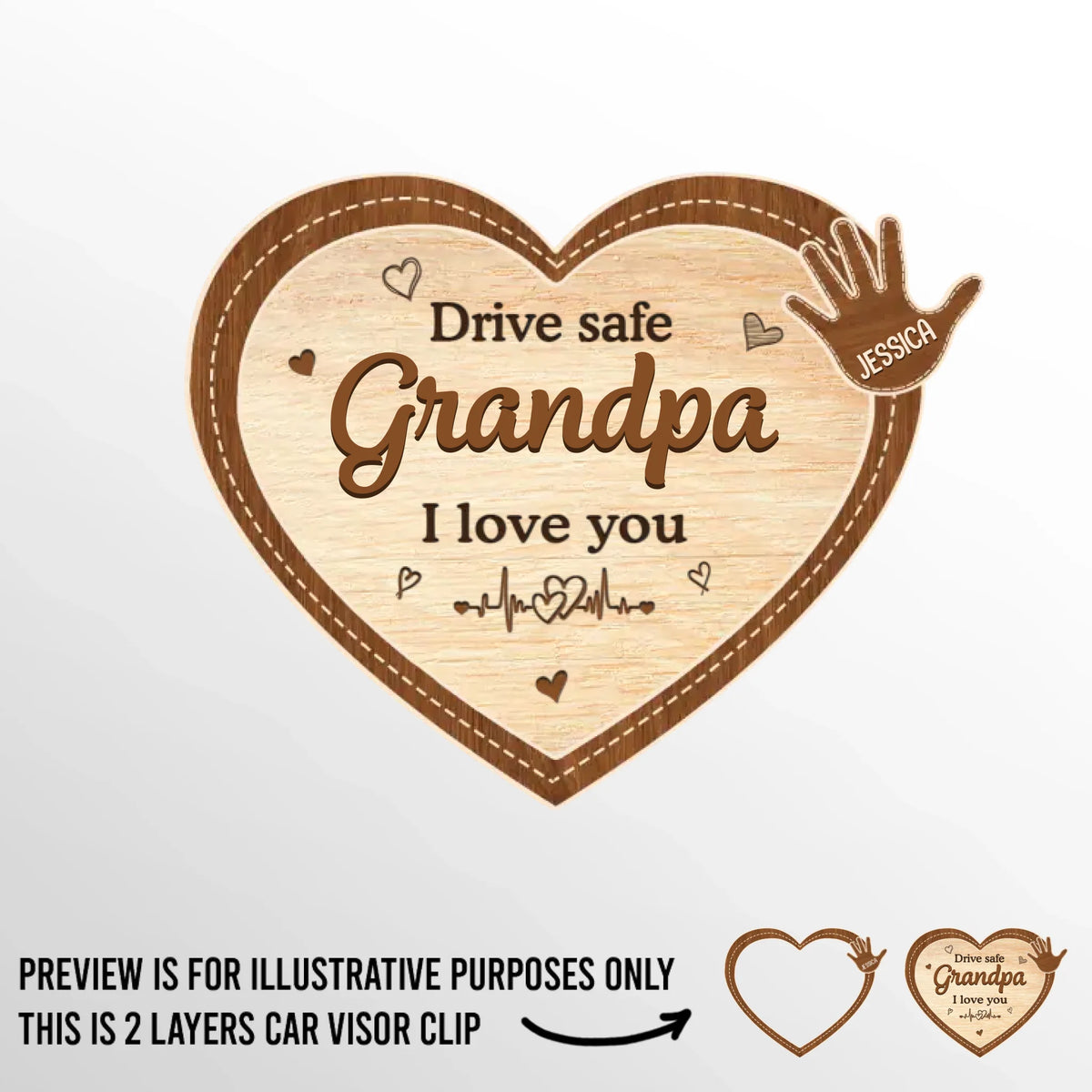 Drive With Love And Care - Family Personalized Custom Car Visor Clip - Gift For Family Members