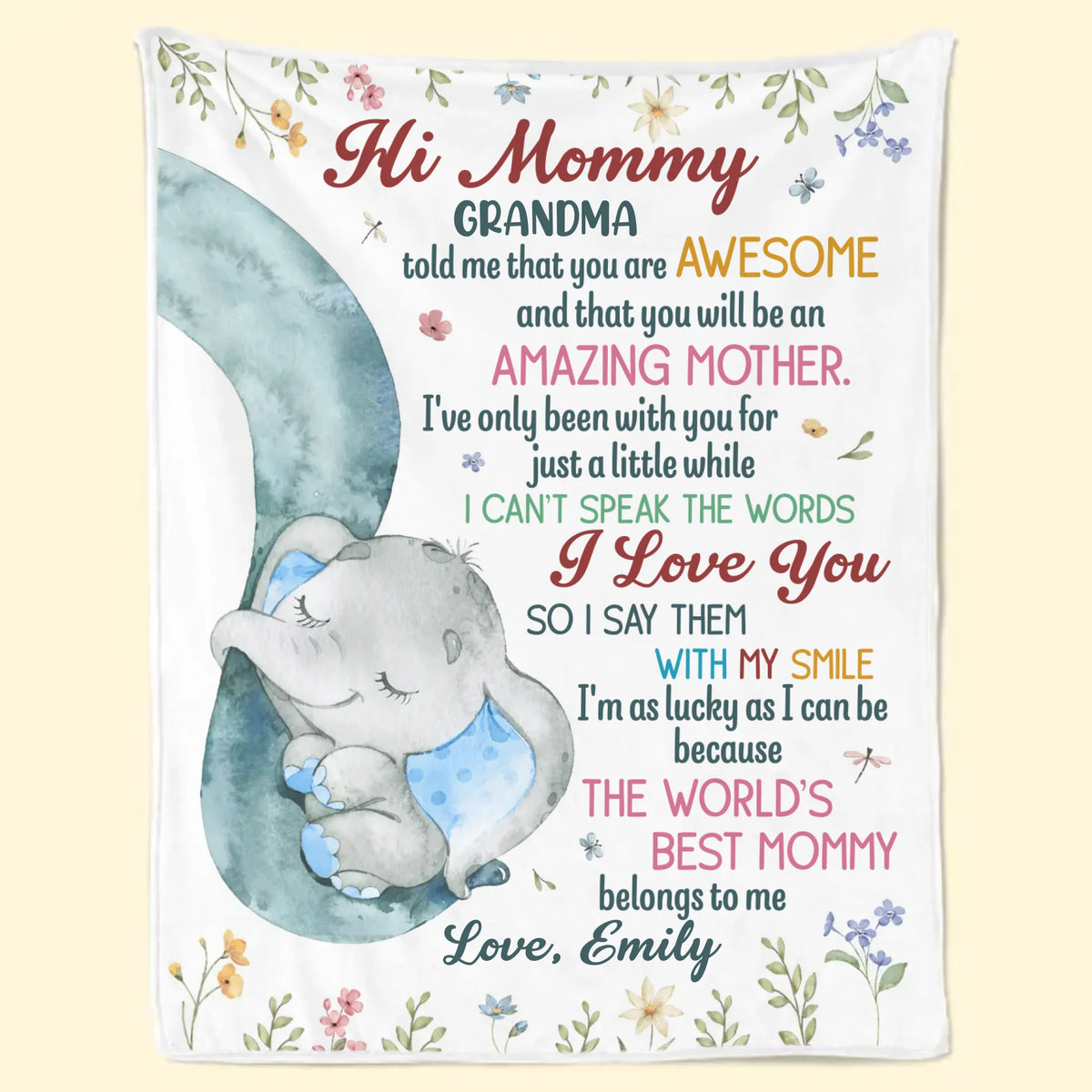 The World's Best Mommy - Family Personalized Custom Blanket - Mother's Day, Baby Shower Gift, Gift For First Mom