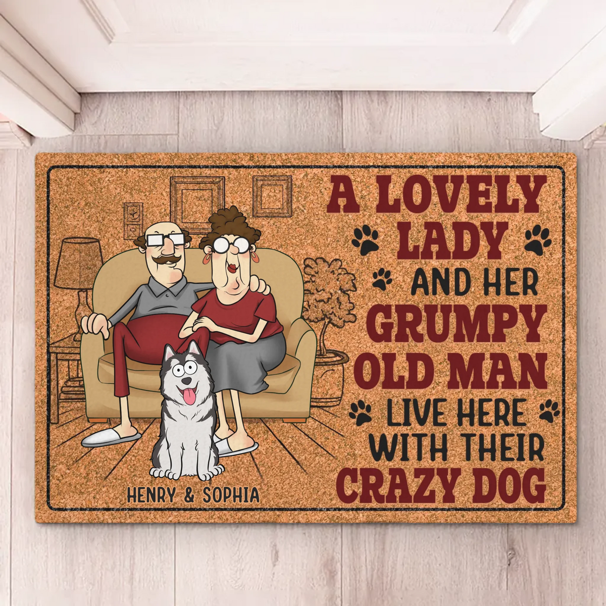 Fluff, Love & A Bit Of Grump - Couple Personalized Custom Home Decor Decorative Mat - House Warming Gift For Husband Wife, Anniversary, Pet Owners, Pet Lovers