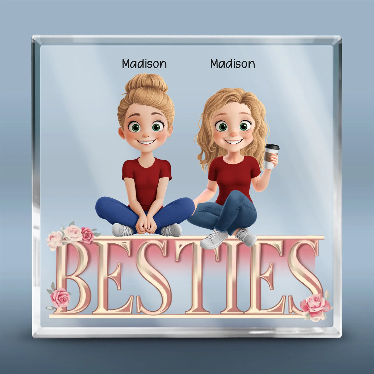 A Friendship That Lasts A Lifetime - Bestie Personalized Custom Square Shaped Acrylic Plaque - Gift For Best Friends, BFF, Sisters