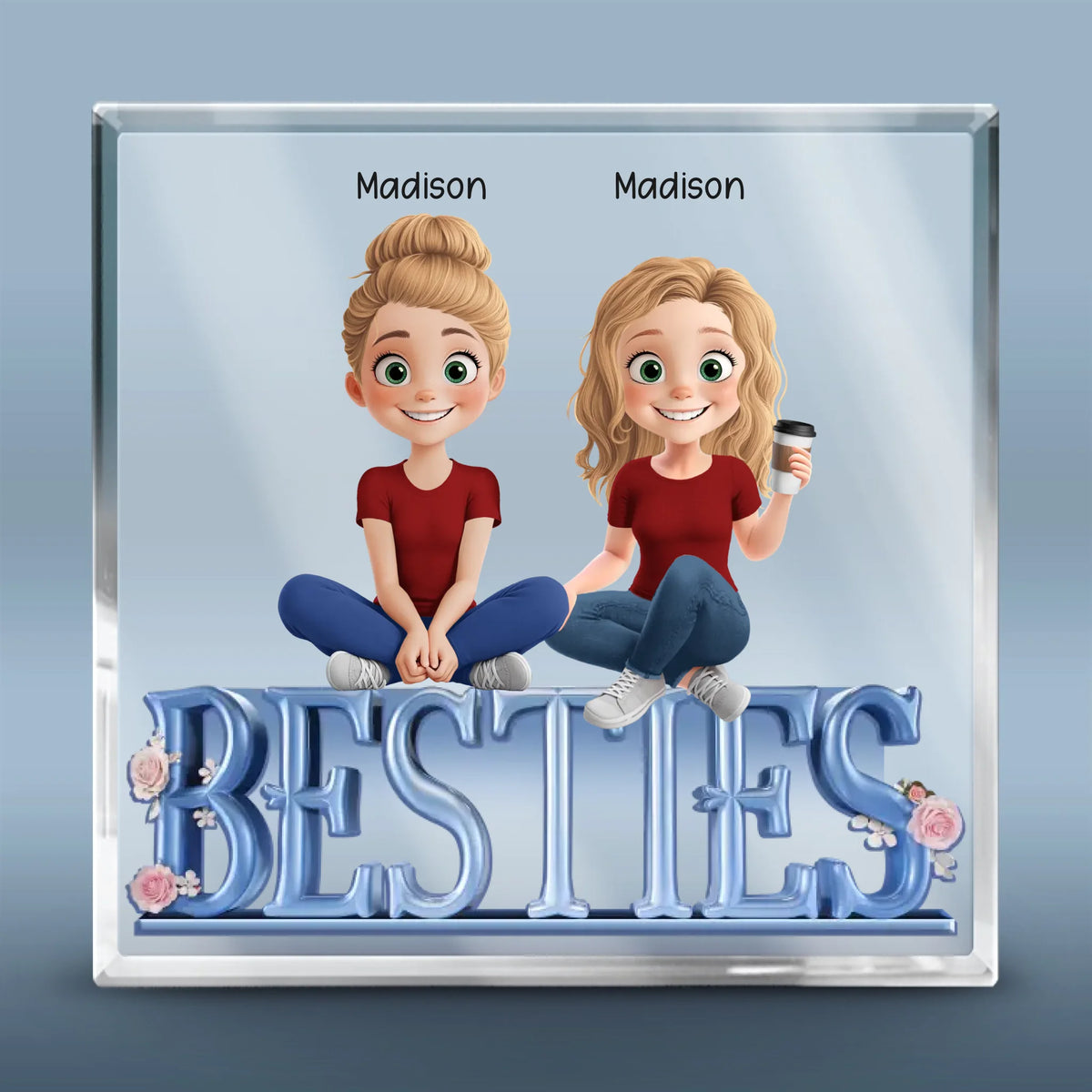 Cherish Every Moment With Your Best Friends - Bestie Personalized Custom Square Shaped Acrylic Plaque - Gift For Best Friends, BFF, Sisters