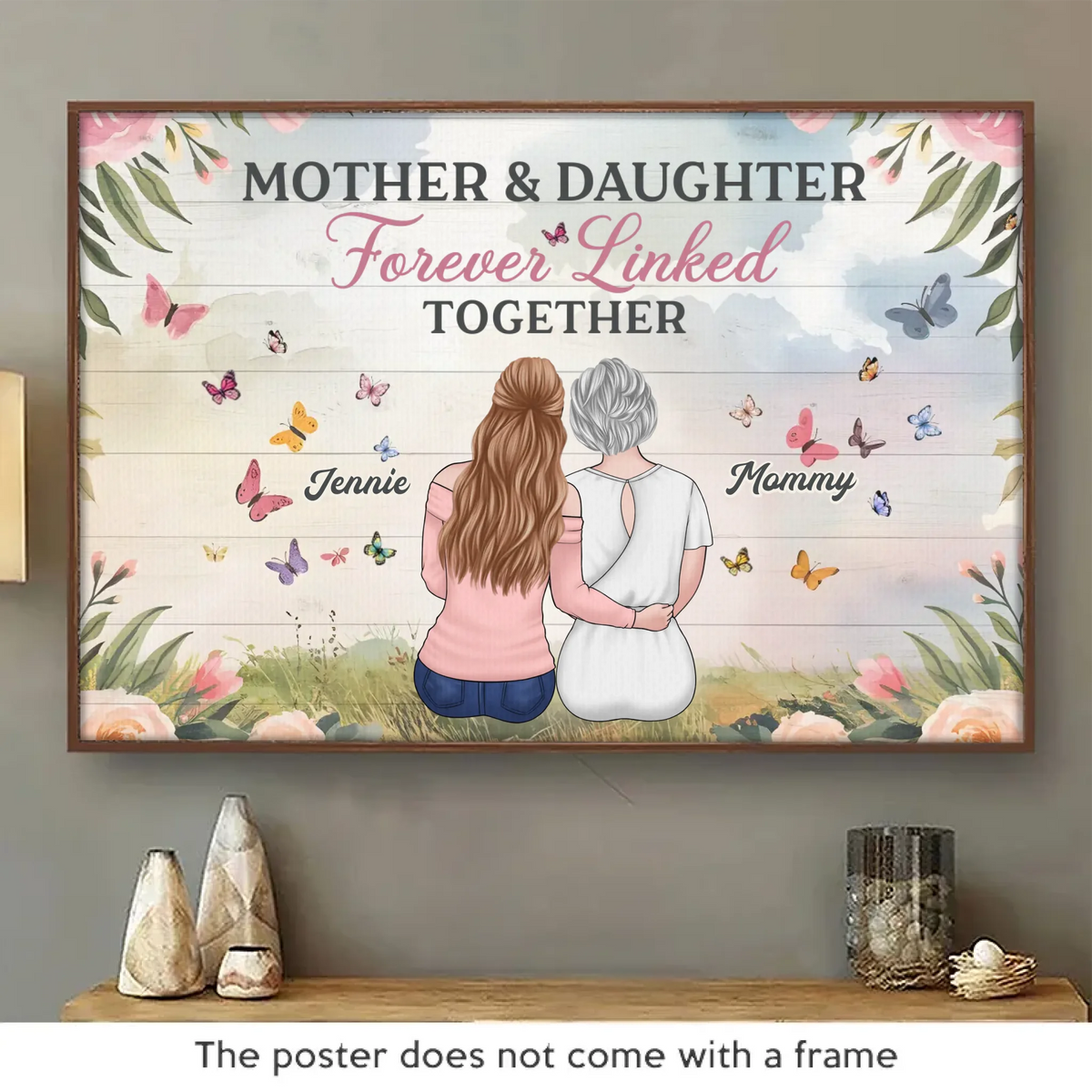 Mom Makes The World Shine - Family Personalized Custom Horizontal Poster - Mother's Day, Gift For Mom, Daughter