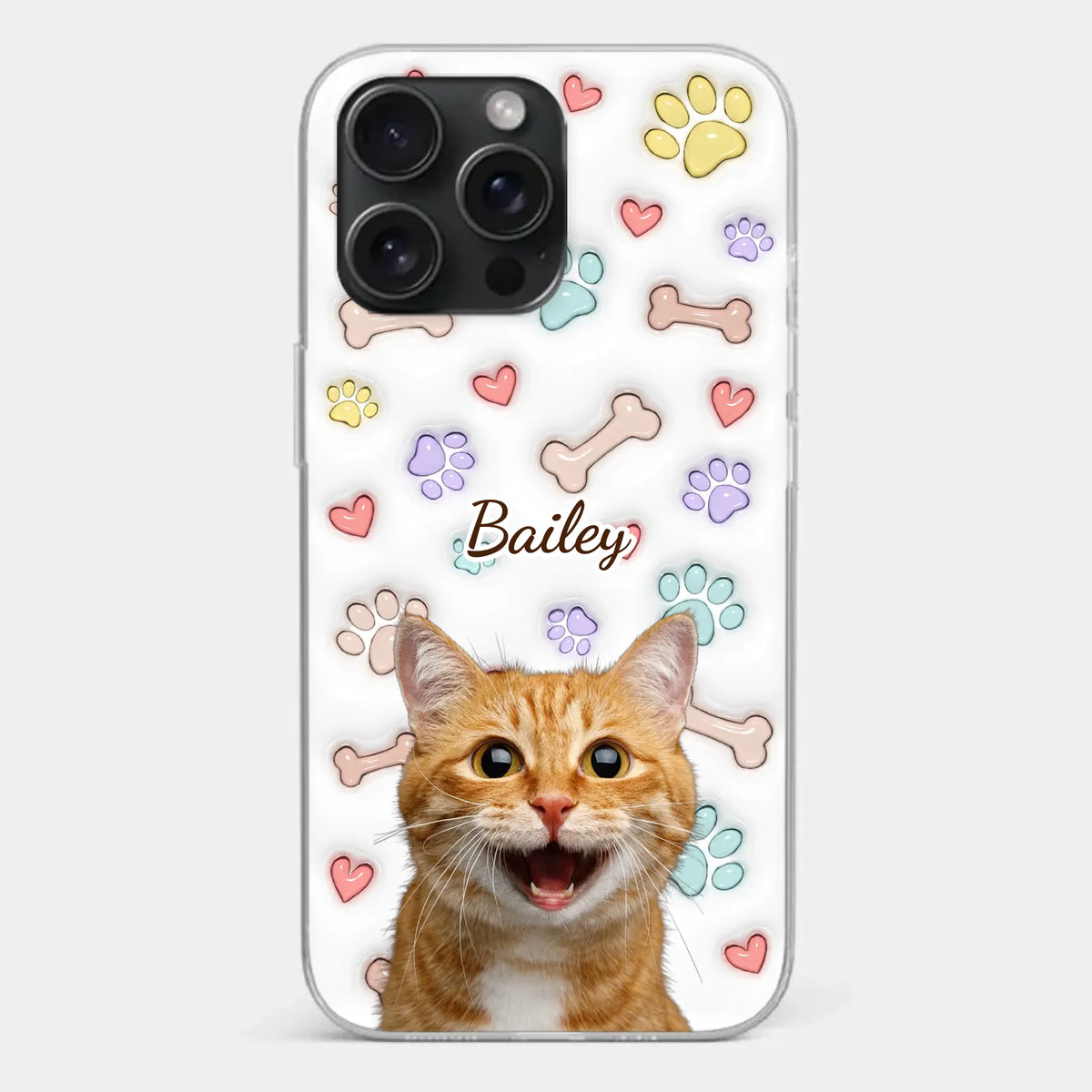 Custom Photo Keep Calm And Pet A Cat - Dog & Cat Personalized Custom 3D Inflated Effect Printed Clear Phone Case - Gift For Pet Owners, Pet Lovers