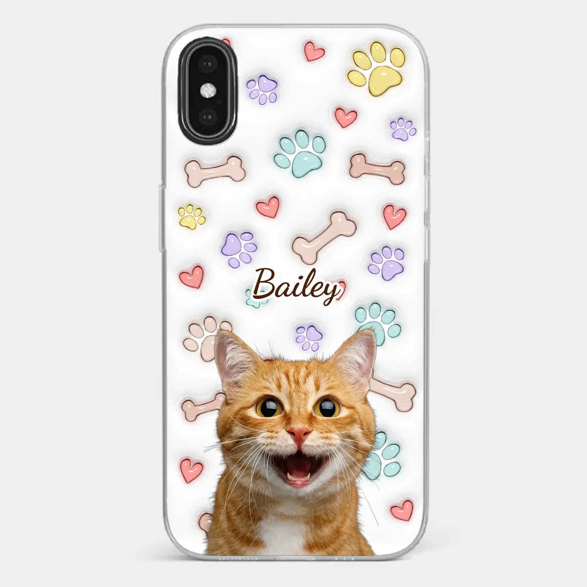 Custom Photo Keep Calm And Pet A Cat - Dog & Cat Personalized Custom 3D Inflated Effect Printed Clear Phone Case - Gift For Pet Owners, Pet Lovers