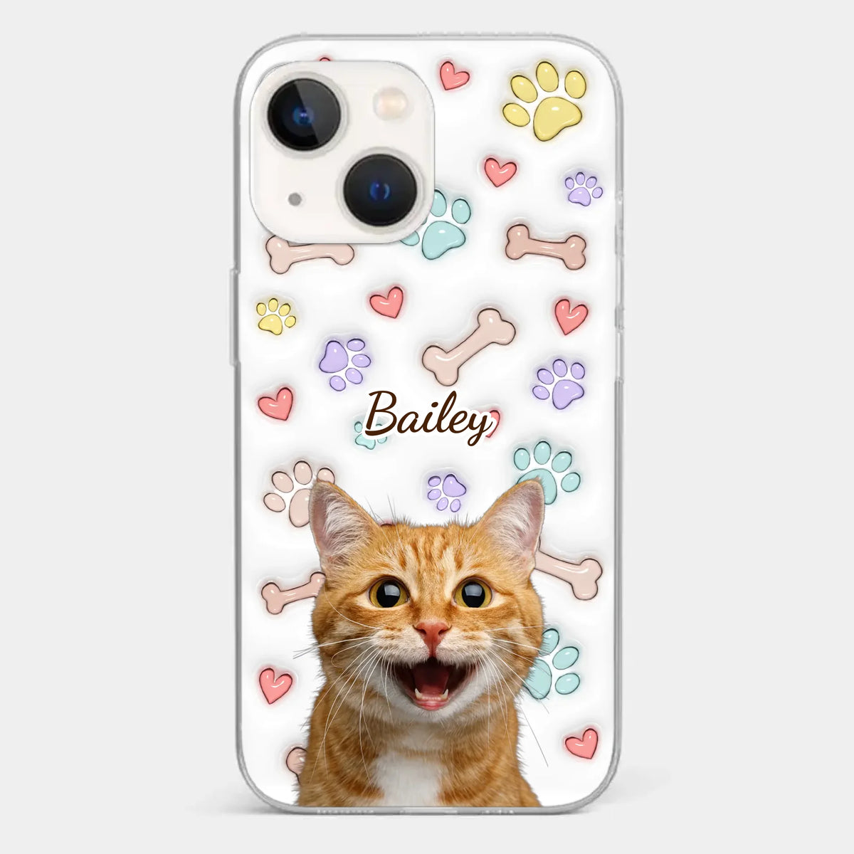 Custom Photo Keep Calm And Pet A Cat - Dog & Cat Personalized Custom 3D Inflated Effect Printed Clear Phone Case - Gift For Pet Owners, Pet Lovers
