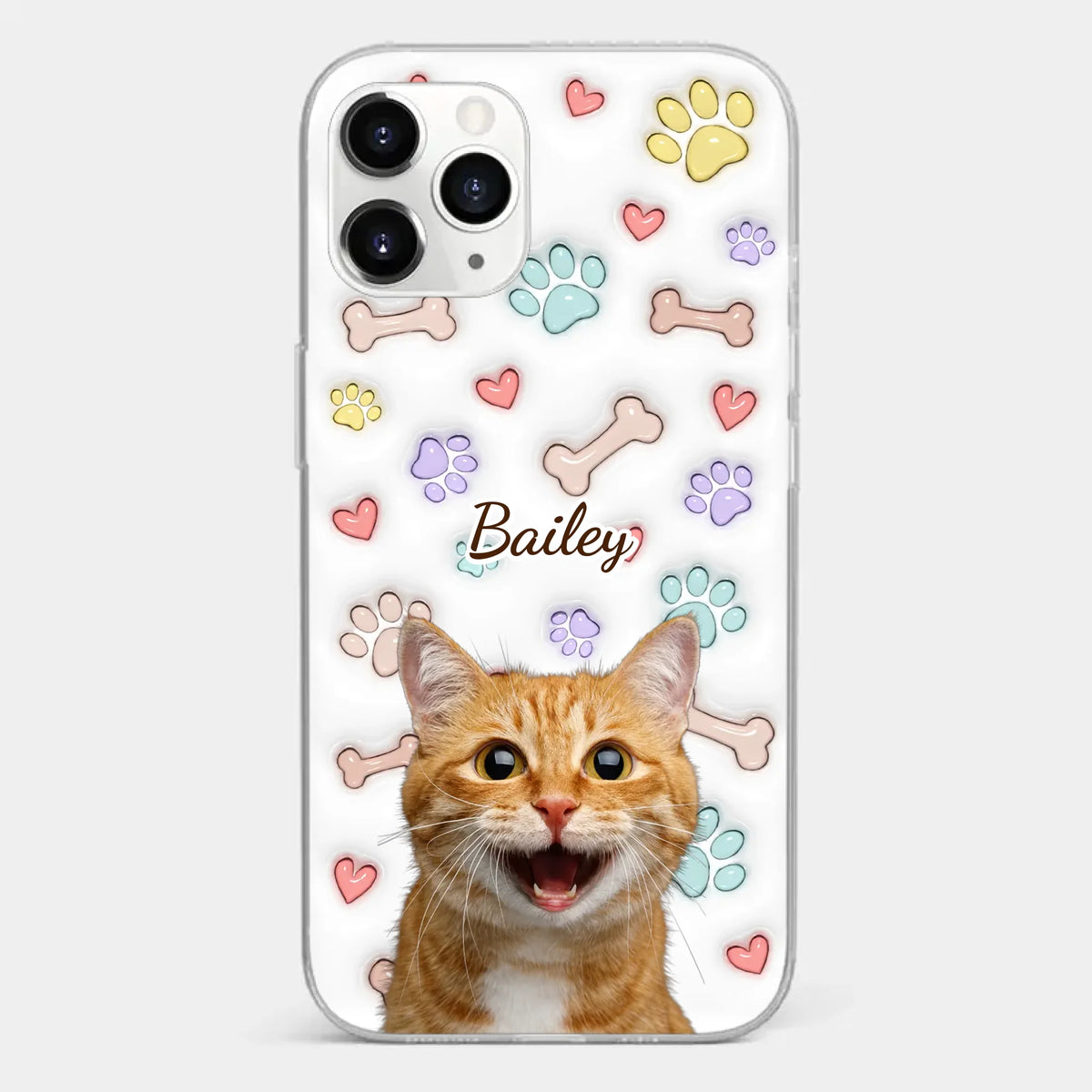 Custom Photo Keep Calm And Pet A Cat - Dog & Cat Personalized Custom 3D Inflated Effect Printed Clear Phone Case - Gift For Pet Owners, Pet Lovers