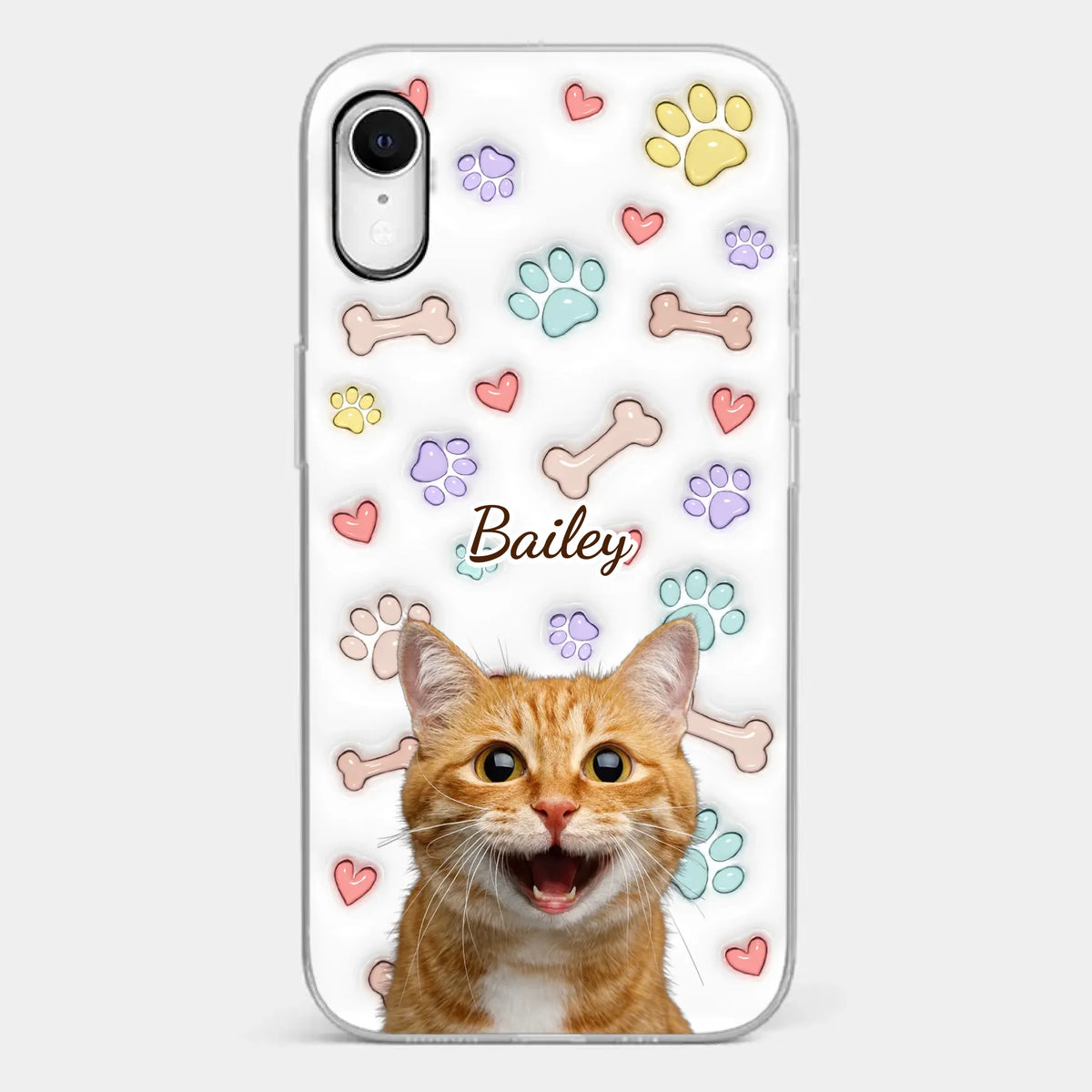 Custom Photo Keep Calm And Pet A Cat - Dog & Cat Personalized Custom 3D Inflated Effect Printed Clear Phone Case - Gift For Pet Owners, Pet Lovers