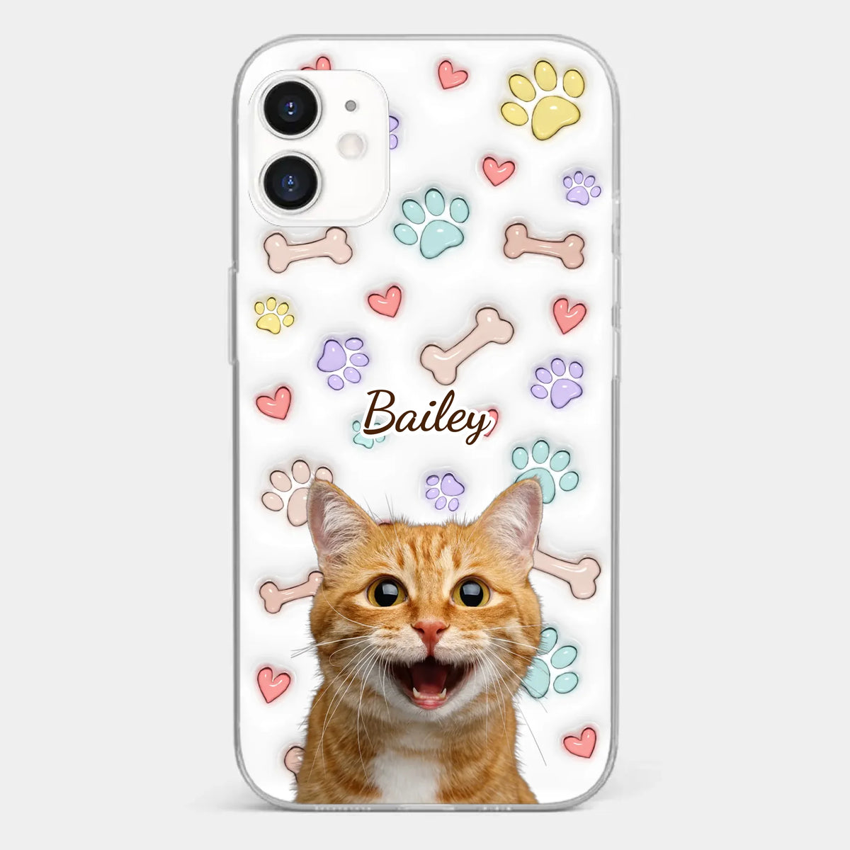 Custom Photo Keep Calm And Pet A Cat - Dog & Cat Personalized Custom 3D Inflated Effect Printed Clear Phone Case - Gift For Pet Owners, Pet Lovers