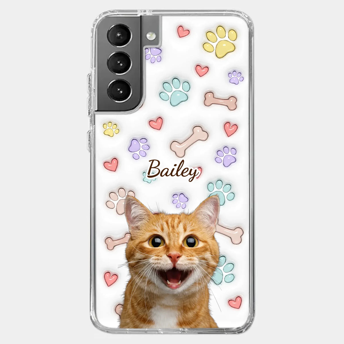 Custom Photo Keep Calm And Pet A Cat - Dog & Cat Personalized Custom 3D Inflated Effect Printed Clear Phone Case - Gift For Pet Owners, Pet Lovers