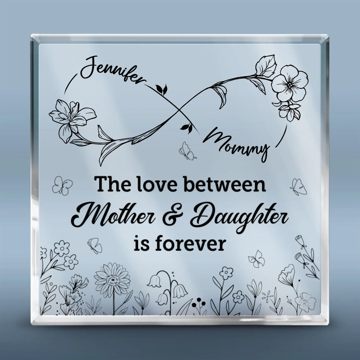 Mothers And Daughters Are Forever - Family Personalized Custom Square Shaped Acrylic Plaque - Mother's Day, Gift For Mom, Daughter