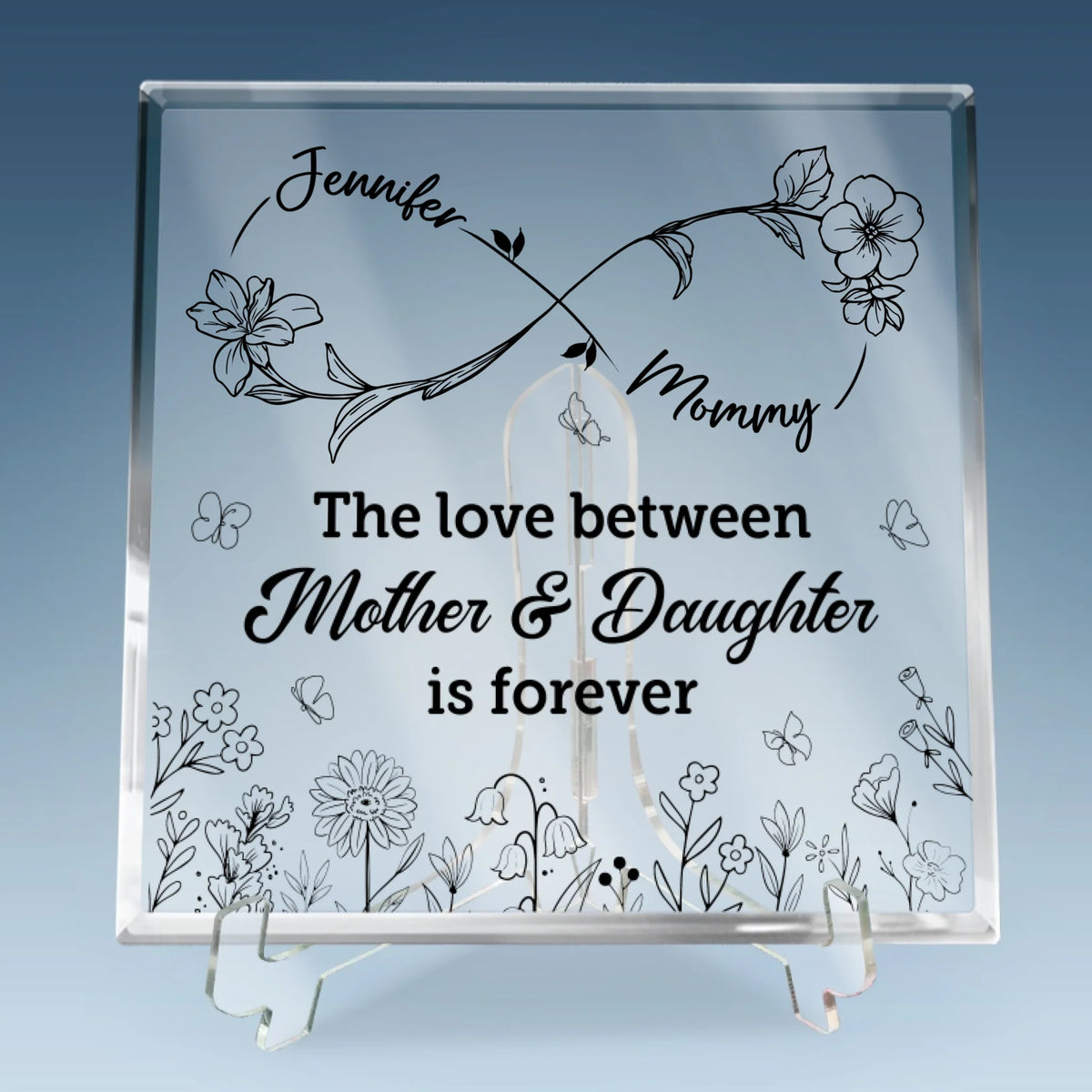 Mothers And Daughters Are Forever - Family Personalized Custom Square Shaped Acrylic Plaque - Mother's Day, Gift For Mom, Daughter