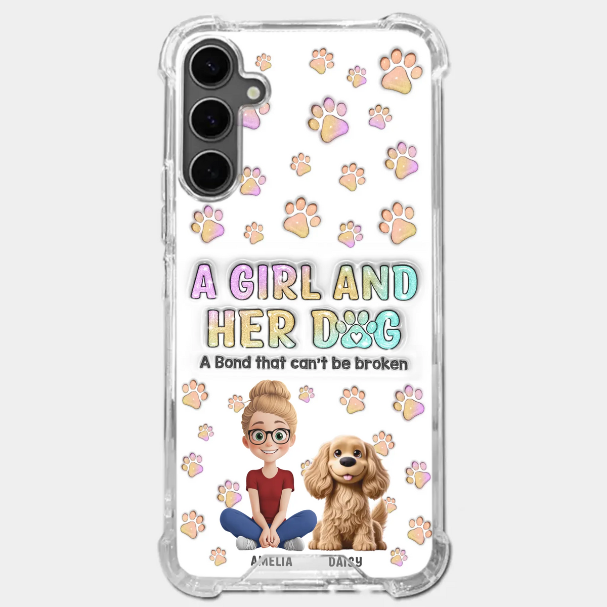 Paws, Love & Unbreakable Bonds - Dog Personalized Custom 3D Inflated Effect Printed Clear Phone Case - Gift For Pet Owners, Pet Lovers