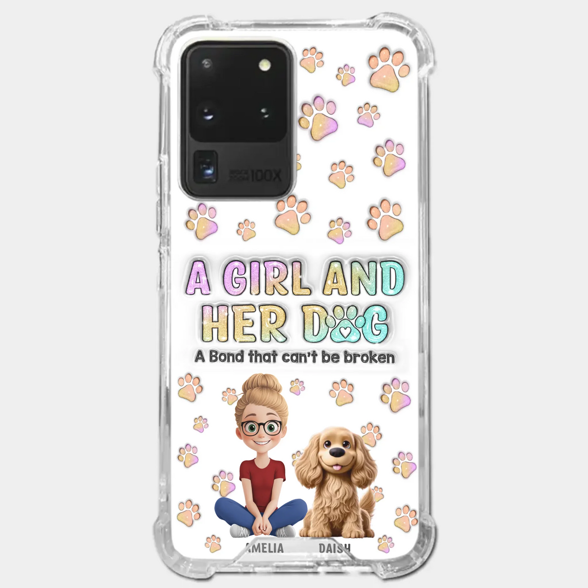 Paws, Love & Unbreakable Bonds - Dog Personalized Custom 3D Inflated Effect Printed Clear Phone Case - Gift For Pet Owners, Pet Lovers
