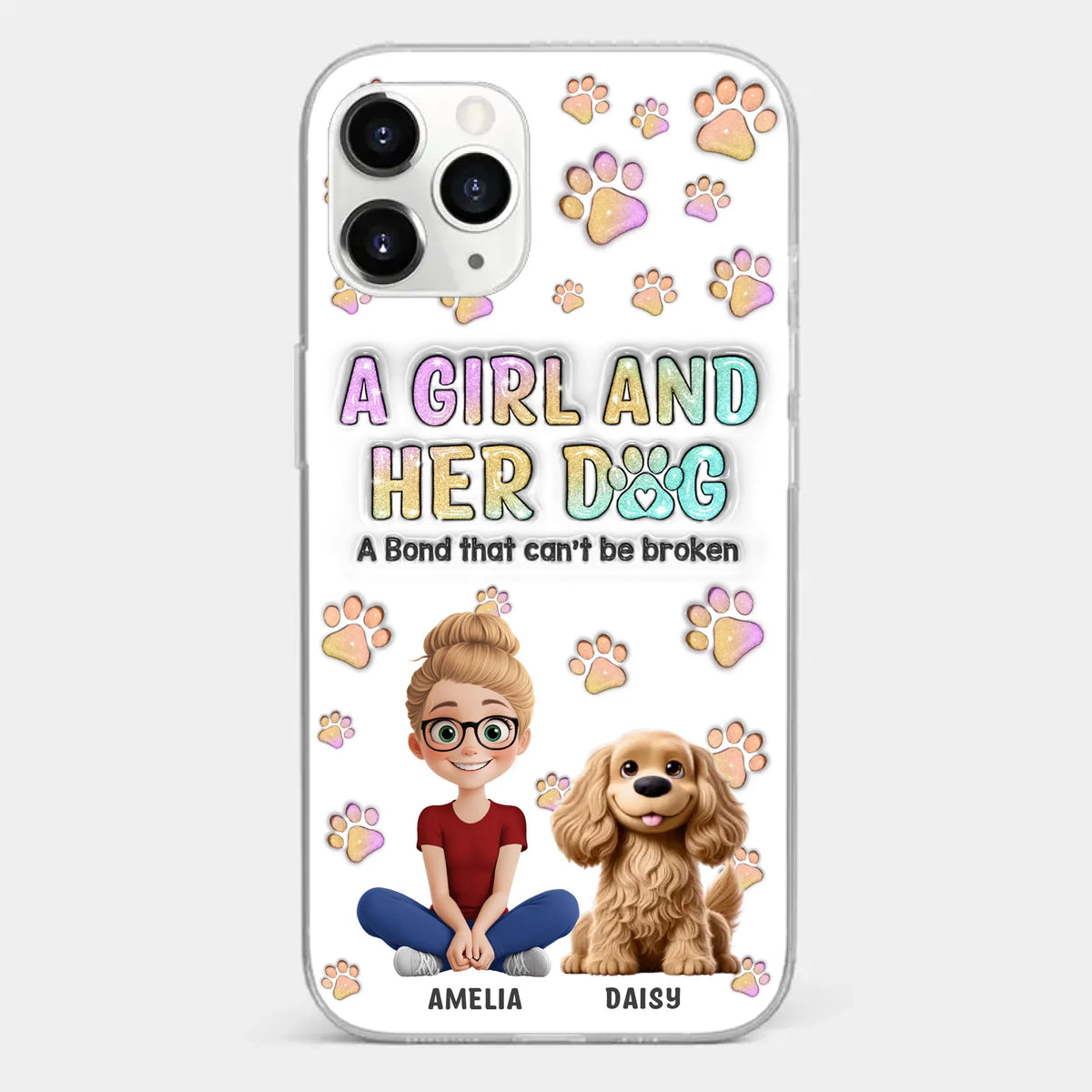 Paws, Love & Unbreakable Bonds - Dog Personalized Custom 3D Inflated Effect Printed Clear Phone Case - Gift For Pet Owners, Pet Lovers