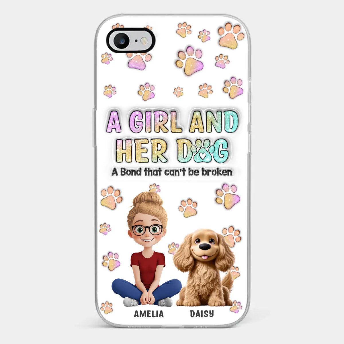 Paws, Love & Unbreakable Bonds - Dog Personalized Custom 3D Inflated Effect Printed Clear Phone Case - Gift For Pet Owners, Pet Lovers