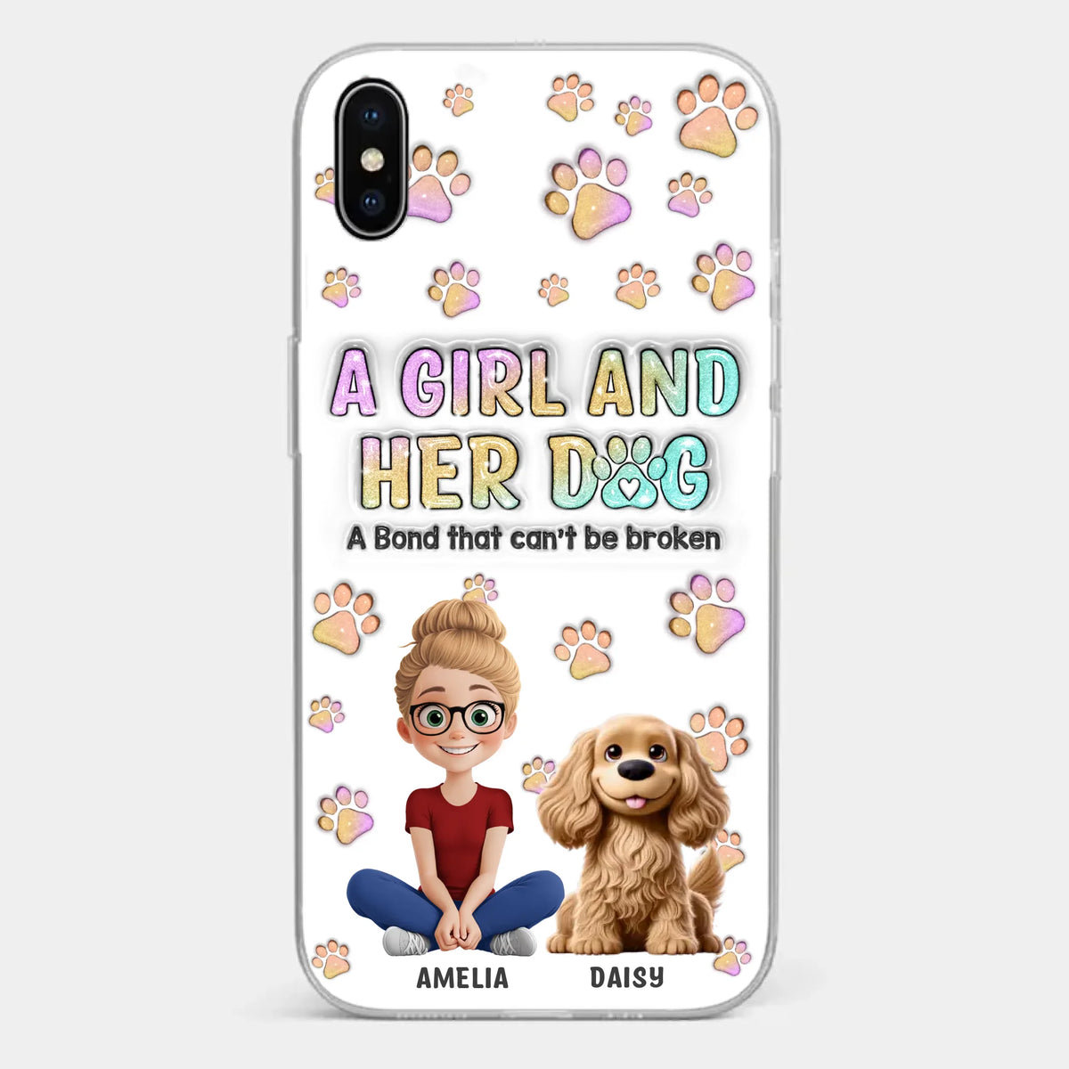 Paws, Love & Unbreakable Bonds - Dog Personalized Custom 3D Inflated Effect Printed Clear Phone Case - Gift For Pet Owners, Pet Lovers