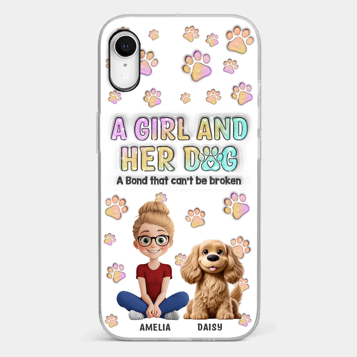 Paws, Love & Unbreakable Bonds - Dog Personalized Custom 3D Inflated Effect Printed Clear Phone Case - Gift For Pet Owners, Pet Lovers