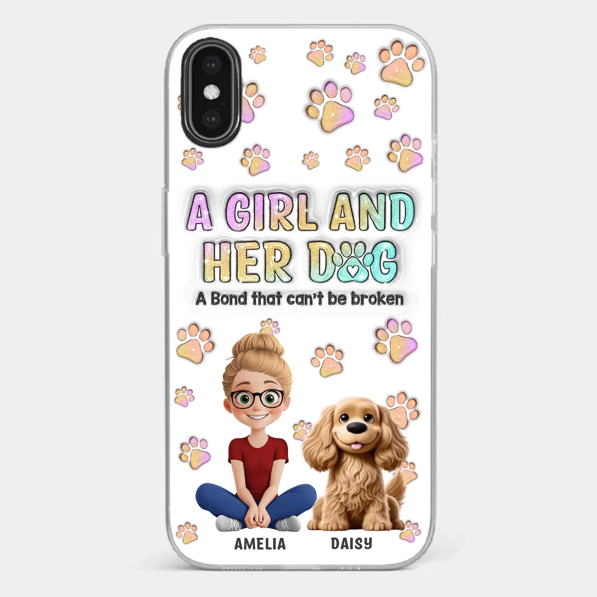 Paws, Love & Unbreakable Bonds - Dog Personalized Custom 3D Inflated Effect Printed Clear Phone Case - Gift For Pet Owners, Pet Lovers