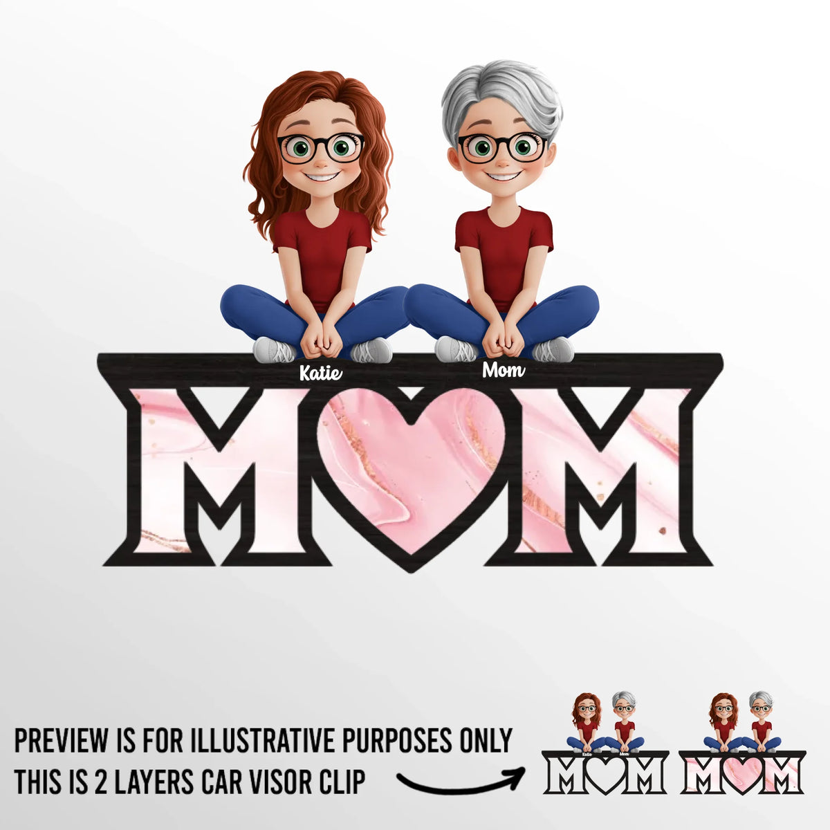 Our Forever Sunshine - Family Personalized Custom Car Visor Clip - Mother's Day, Gift For Mom, Grandma