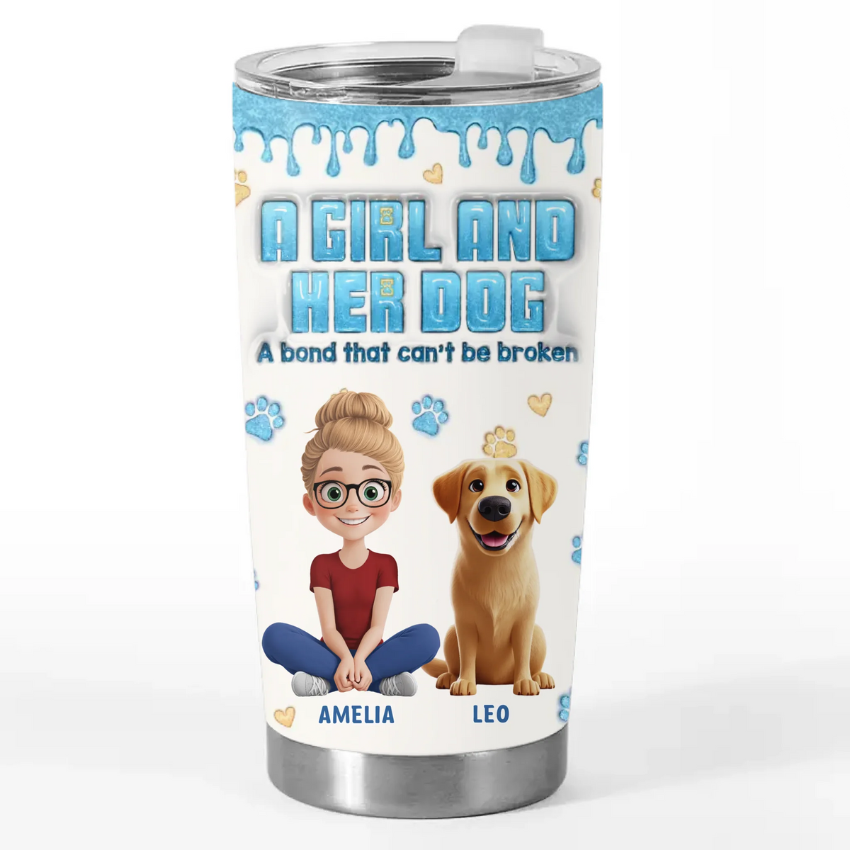 Side By Side, Paw By Paw - Dog Personalized Custom 3D Inflated Effect Printed Tumbler - Gift For Pet Owners, Pet Lovers