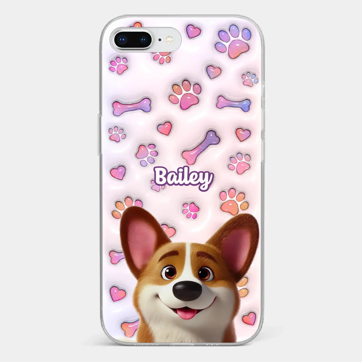 Tail Wagging Happiness - Dog Personalized Custom 3D Inflated Effect Printed Clear Phone Case - Gift For Pet Owners, Pet Lovers