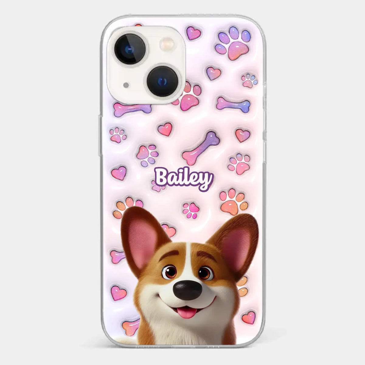 Tail Wagging Happiness - Dog Personalized Custom 3D Inflated Effect Printed Clear Phone Case - Gift For Pet Owners, Pet Lovers