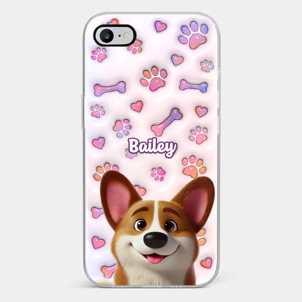 Tail Wagging Happiness - Dog Personalized Custom 3D Inflated Effect Printed Clear Phone Case - Gift For Pet Owners, Pet Lovers