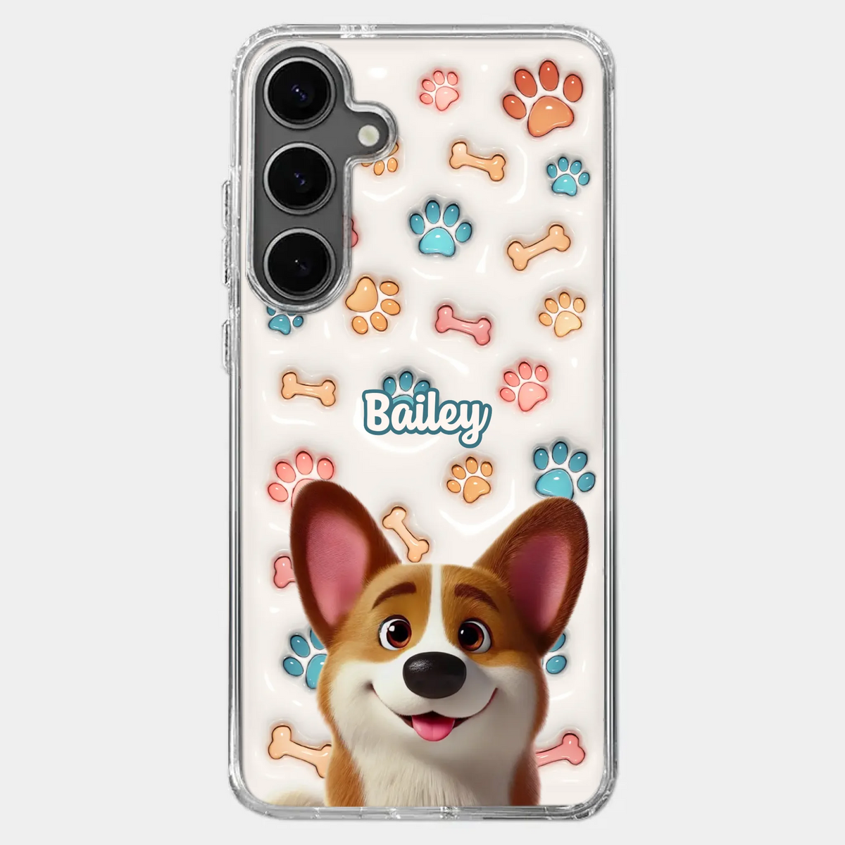 Barking With Joy - Dog Personalized Custom 3D Inflated Effect Printed Clear Phone Case - Gift For Pet Owners, Pet Lovers