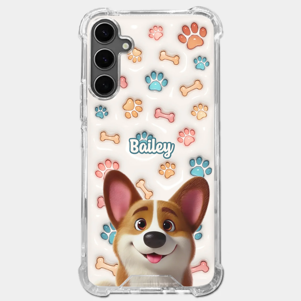 Barking With Joy - Dog Personalized Custom 3D Inflated Effect Printed Clear Phone Case - Gift For Pet Owners, Pet Lovers