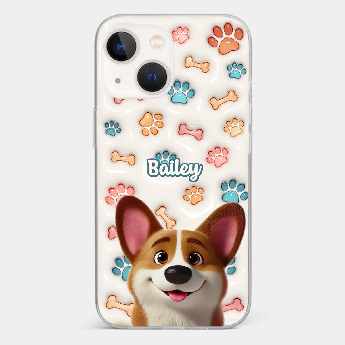 Barking With Joy - Dog Personalized Custom 3D Inflated Effect Printed Clear Phone Case - Gift For Pet Owners, Pet Lovers