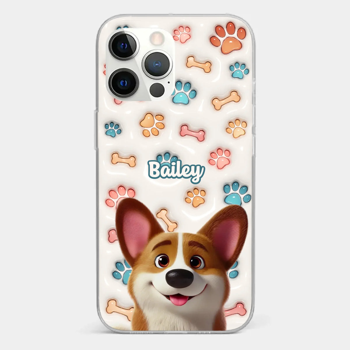 Barking With Joy - Dog Personalized Custom 3D Inflated Effect Printed Clear Phone Case - Gift For Pet Owners, Pet Lovers