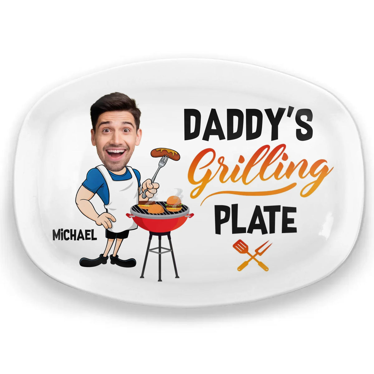 Custom Photo Everything Tastes Better When Daddy Makes It - Family Personalized Custom Platter - Father's Day, Gift For Dad, Grandpa
