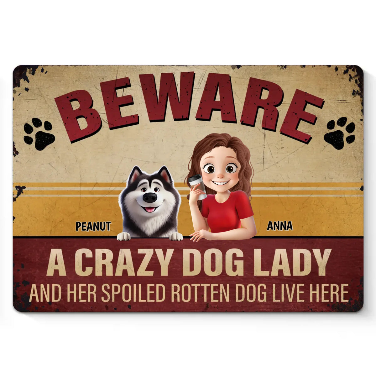 Happiness Is A Wagging Tail - Dog Personalized Custom Home Decor Metal Sign - House Warming Gift For Pet Owners, Pet Lovers