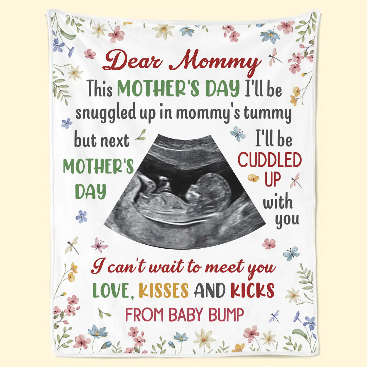 Custom Photo I Can't Wait To Meet You - Family Personalized Custom Blanket - Mother's Day, Baby Shower Gift, Gift For First Mom