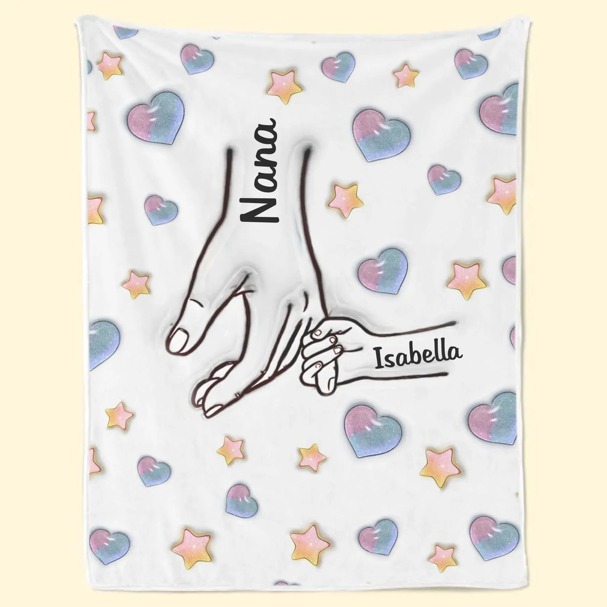 Forever Connected, Hand in Hand - Family Personalized Custom 3D Inflated Effect Printed Blanket - Mother's Day, Gift For Mom, Grandma