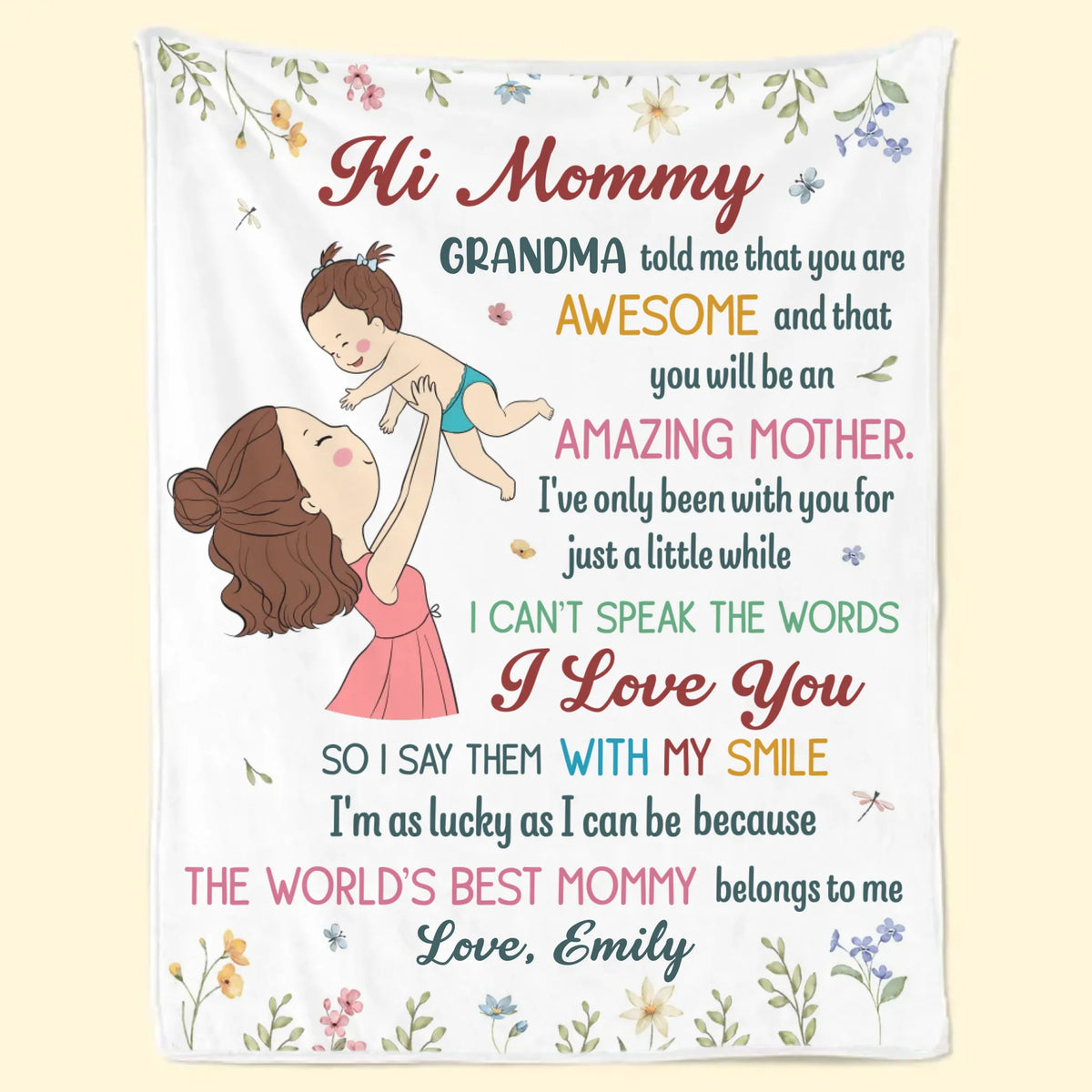 Snuggled In Mommy’s Love - Family Personalized Custom Blanket - Mother's Day, Baby Shower Gift, Gift For First Mom