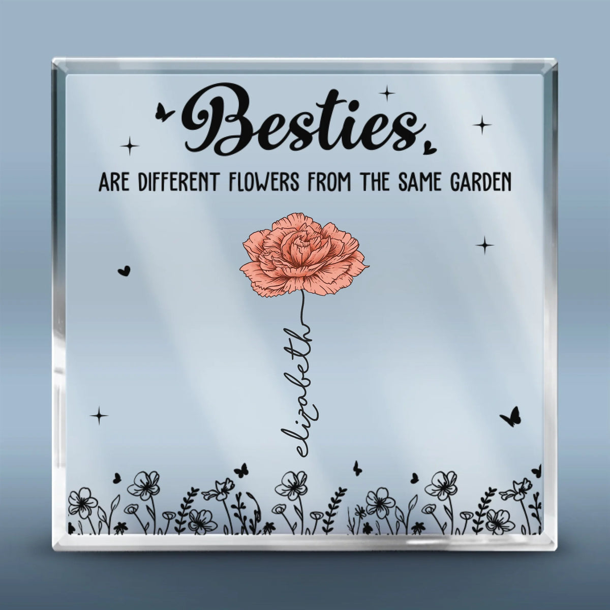 Growing Together, Rooted In Love - Bestie Personalized Custom Square Shaped Acrylic Plaque - Gift For Best Friends, BFF, Sisters