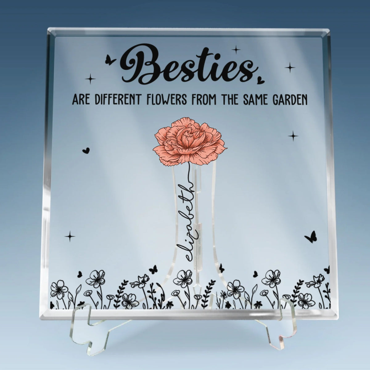 Growing Together, Rooted In Love - Bestie Personalized Custom Square Shaped Acrylic Plaque - Gift For Best Friends, BFF, Sisters
