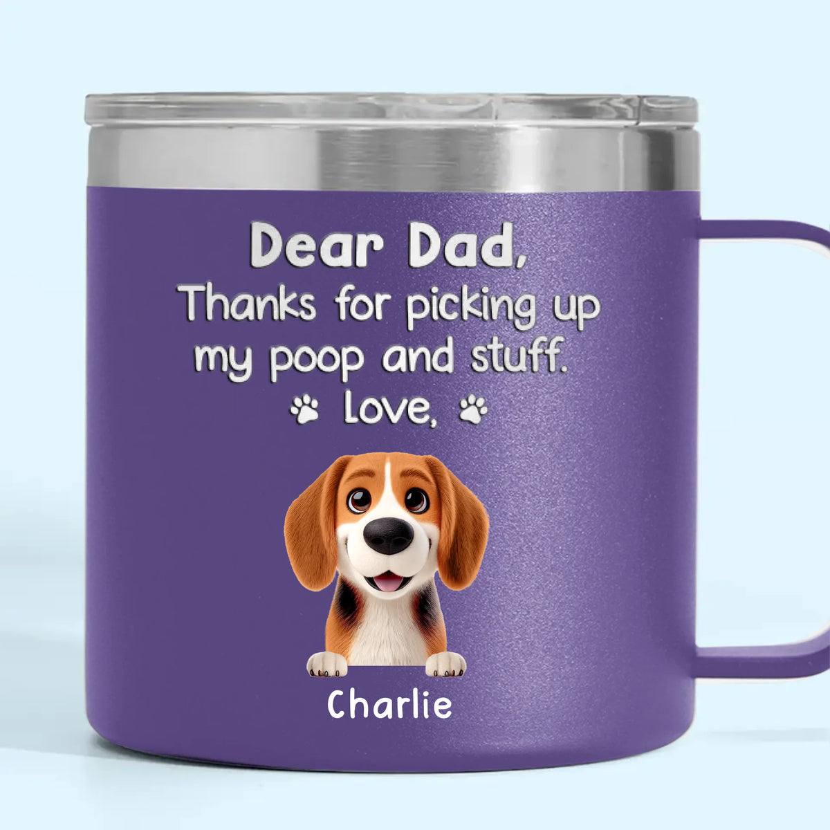 Feed Me, Walk Me, Love Me - Dog & Cat Personalized Custom 14oz Stainless Steel Tumbler With Handle - Gift For Pet Owners, Pet Lovers