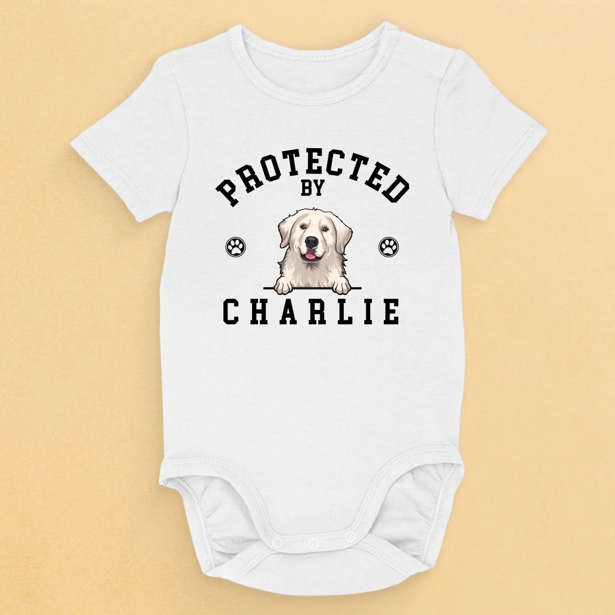 Guarded By My Dog - Dog Personalized Custom Baby Onesie - Baby Shower Gift, Gift For Pet Owners, Pet Lovers